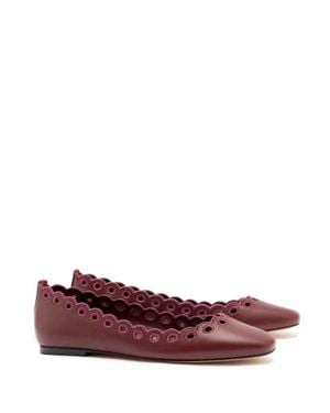 Larroude Meghan Broderie Flat Shoe - Red