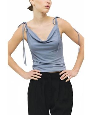 ALL ROW Parker Cowl Neck Top - Blue