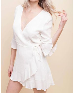 Honey Punch Ruffle Wrap Romper - Natural