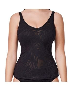 Gottex Skyfall Textured V-Neck Tankini Top - Black