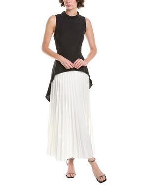 HL Affair Accordion Pleated Midi Dress - White