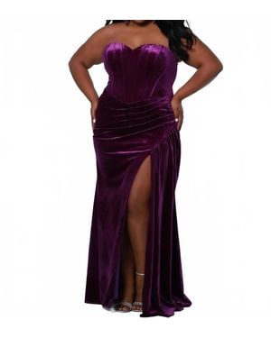 Sydney's Closet Lavish Dream Velvet Gown - Purple