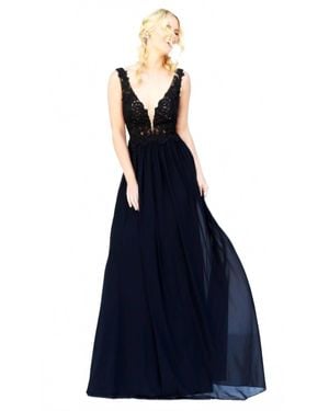 Sherri Hill Enticing Beaded Lace Long Dress - Blue