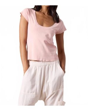 NSF Gia Fitted Rib Scoop Neck Tee - Pink