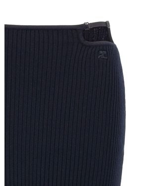Courreges Viscose Midi Skirt - Blue