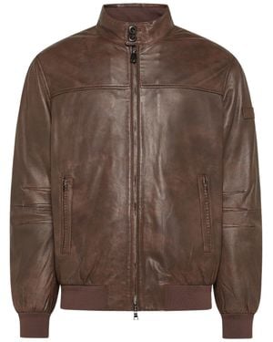 Peuterey Quilted Leather Down Jacket - Brown