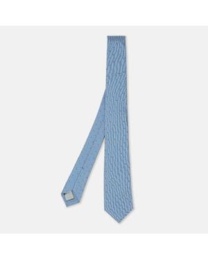 dunhill Micro Diamond Motif Embroidered Silk Tie - Blue
