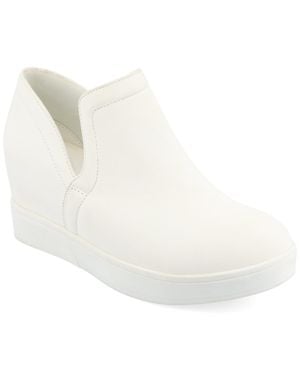 Journee Collection Collection Cardi Wide Width Sneaker Wedge - White