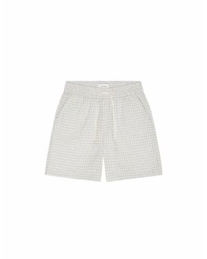 Les Deux Check Pull-On Seersucker Shorts - White