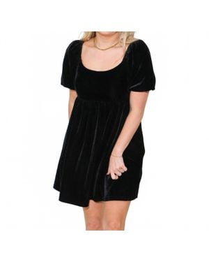 2.7 August Apparel Velvet Scoop Neck Mini Dress - Black