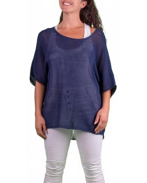 Gigi Moda Calandra Linen Kaftan Top - Blue