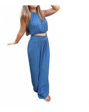 Elan Capri Smocked Pants - Blue