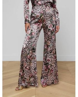 L'Agence Pilar Silk Wide-Leg Pants - Brown