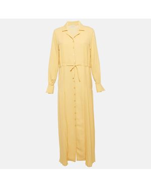 Holzweiler Hozweiler Tyranusaurus Light Crepe Pleated Button Front Maxi Dress - Yellow
