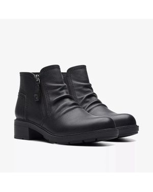 Clarks Hearth Dove 26174237 Boots Leather Lug Sole Lion849 - Black