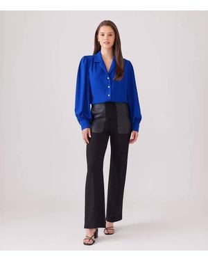 Karen Kane Briona Contrast Pocket Pants - Blue