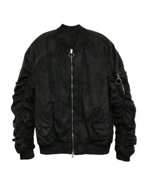 TRUEDAMES Mirosuede Scrunched Bomber Jacket - Black
