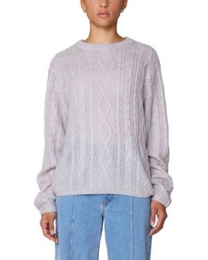 Obey Isabella Loose Cable Sweater - Purple