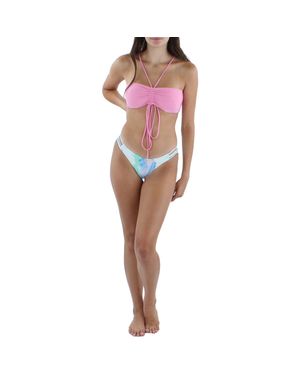 CYN & LUCA Tie-Dye Strappy Swim Bottom Separates - White