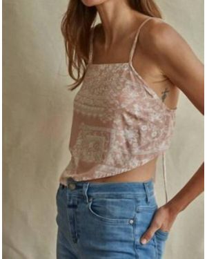 By Together Cropped Spaghetti Strap Tie Top - Natural