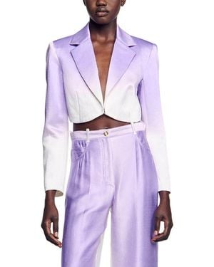 Sandro Iska Linen-Blend Blazer - Purple
