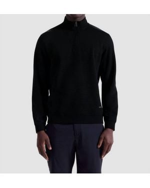 Bugatchi Textured 1/4 Zip Knit Pullover - Black