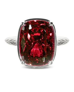 Sterling Forever Sterling Elongated Cushion Garnet Cz Cocktail Ring - Red