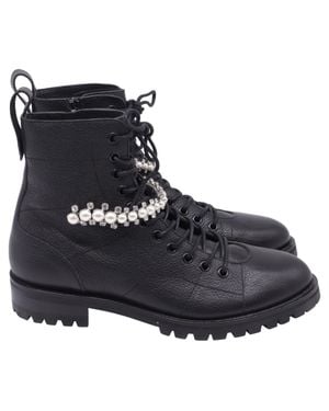Jimmy Choo Cruz Embellished Combat Boots - Black