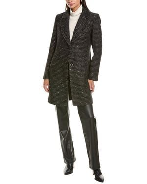 Cece Herringbone Wool-Blend Coat - Black