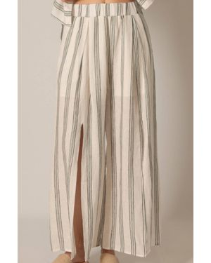 Before You Collection Linen Wide Leg Pants - Natural