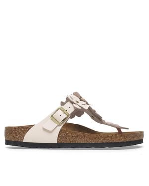 Birkenstock Gizeh Flowers Cork Thong Sandals - White