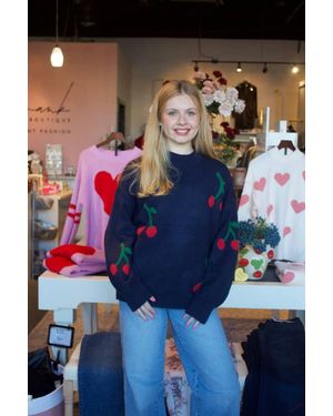 By Together Cherry Crewneck Sweater - Blue