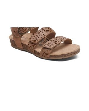 Aetrex Lilly Quarter Strap Sandals - Black