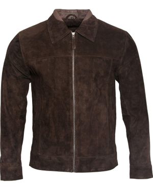 Infinity Leather Retro Classic Suede Leather Biker Jacket - Brown