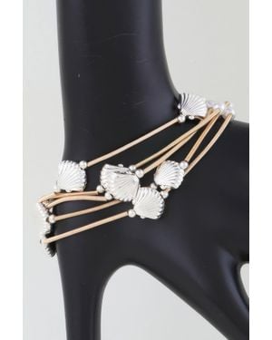Fashnzfab Multi Seashell Coil Bracelet - Black