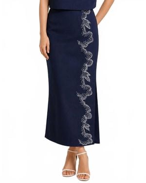 Never A Wallflower French Knot Skirt - Blue