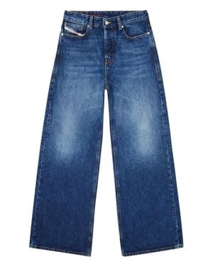 DIESEL Wide-Leg Denim Jeans With Relaxed Fit - Blue
