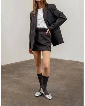 Moon River Pin Striped Long Sleeve Blazer - Brown