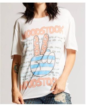 Recycled Karma Woodstock Stars & Stripes Peace Tee - White