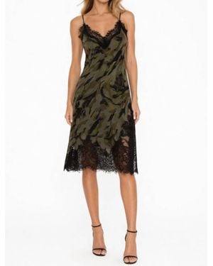 Gold Hawk Silk Coco Slip Dress - Green