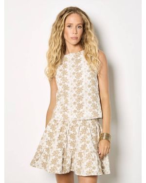 Apricot Embroidered Floral Top - Natural