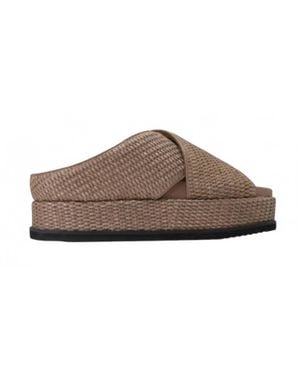 Roam Cross Stack Raffia Platform Sandals - Gray