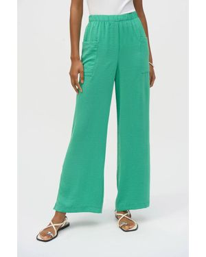 Joseph Ribkoff Gauze Wide-Leg Pull-On Pants - Green
