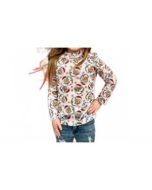 Sterling Kreek Santa Face Holiday Mesh Top - Black