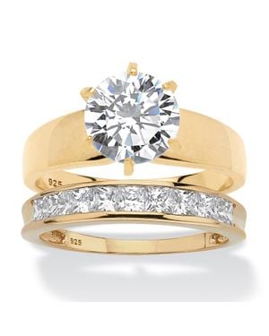 Palmbeach Jewelry 3.81 Cttw. 2-Pc. 14K-Plated Cubic Zirconia Wedding Ring Set - Metallic