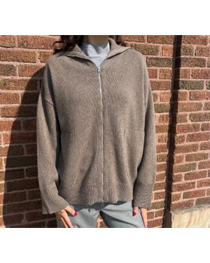 THE 73 Zip Up Cardigan - Brown