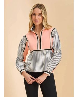 Fdj Mix Media Half Zip Top - Natural
