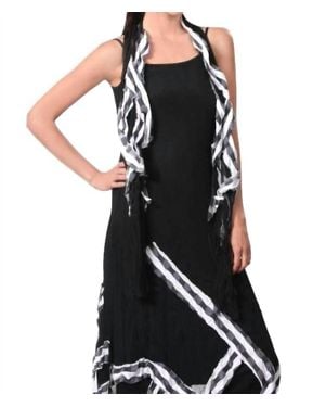 Angel Checkerboard Stripe Maxi Dress - Black