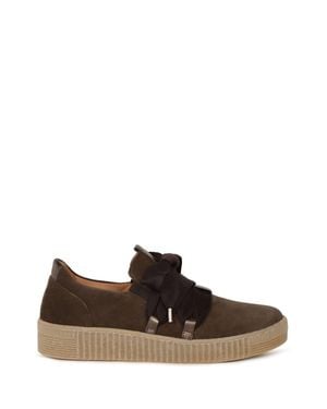 Gabor Bow Suede Sneaker - Brown