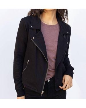Bobi Moto Jacket In Black - Blue